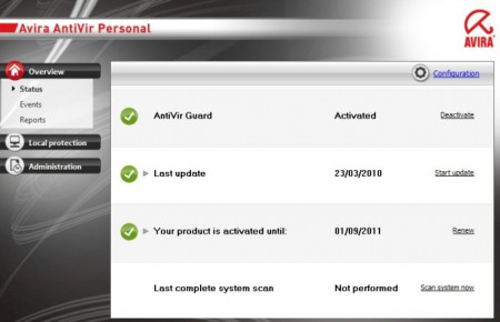 Avira Personal Edition Classic 2010 10.0.0.609